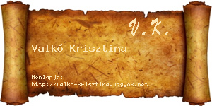 Valkó Krisztina névjegykártya
